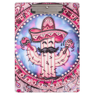 Mexican Fiesta Cinco de Mayo Sombrero Pink Blue Clipboard
