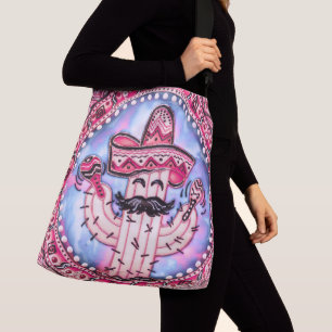 Mexican Fiesta Cinco de Mayo Sombrero Pink Blue Crossbody Bag