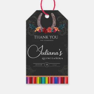 Mexican Fiesta Colorful Floral Charro Quinceanera  Gift Tags