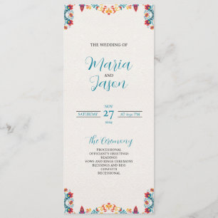 Mexican Fiesta Colourful Botanical Floral Wedding Program