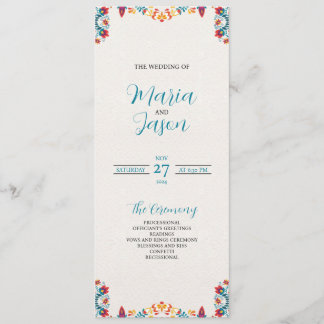Mexican Fiesta Colourful Botanical Floral Wedding Program