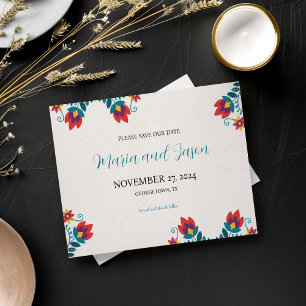 Mexican Fiesta Colourful Botanical Floral Wedding Save The Date