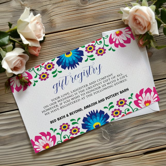 Mexican Fiesta Colourful Floral Botanical Wedding Enclosure Card (Mexican Fiesta Colorful Floral Botanical Wedding Enclosure Card)