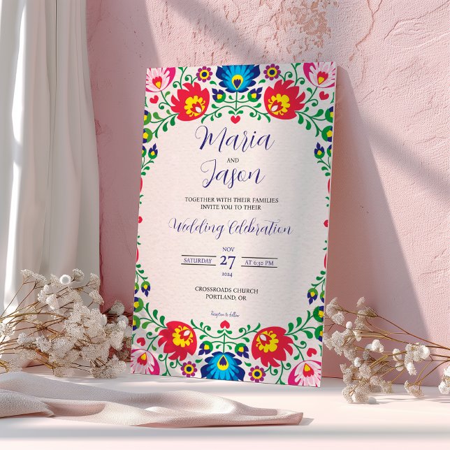 Mexican Fiesta Colourful Floral Botanical Wedding Invitation (Mexican Fiesta Colorful Floral Botanical Wedding Invitation)