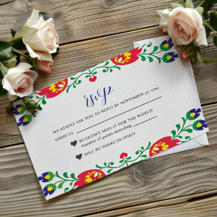 Mexican Fiesta Colourful Floral Botanical Wedding RSVP Card