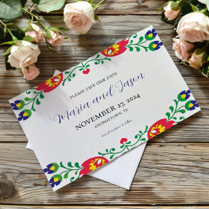 Mexican Fiesta Colourful Floral Botanical Wedding Save The Date