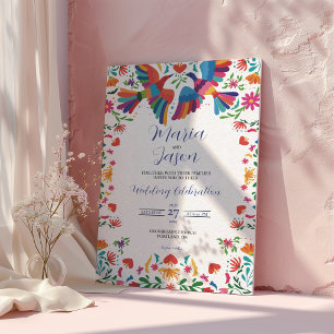 Mexican Fiesta Colourful Floral Modern Boda Weddin Invitation