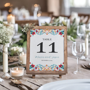Mexican Fiesta Colourful Floral Wedding Table Number