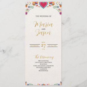 Mexican Fiesta Colourful Flowers Botanical Wedding Program