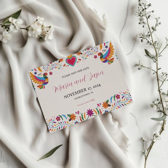 Mexican Fiesta Colourful Flowers Botanical Wedding Save The Date (Mexican Fiesta Colorful Flowers Botanical Wedding Save The Date)