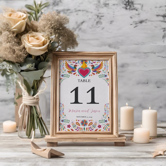 Mexican Fiesta Colourful Flowers Botanical Wedding Table Number (Mexican Fiesta Colorful Flowers Botanical Wedding Table Number)
