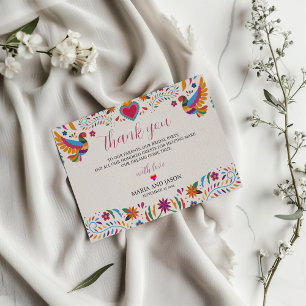 Mexican Fiesta Colourful Flowers Botanical Wedding Thank You Card