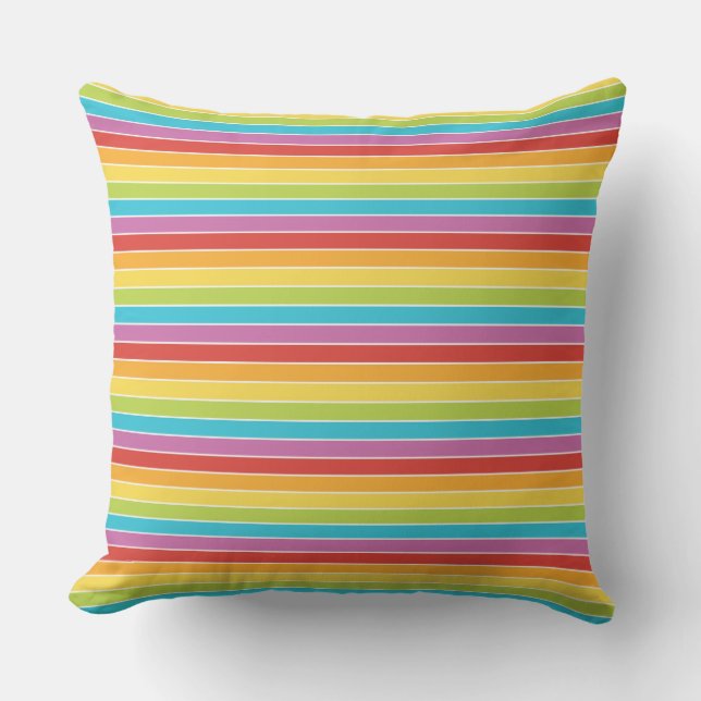 Mexican Fiesta Colourful Stripe Outdoor Pillow (Front)