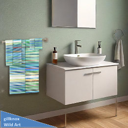  Mexican Fiesta  Cool Blue Stripes Bath Towel Set