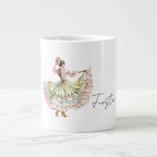 Mexican Fiesta Dance Dress Large Coffee Mug (Front)