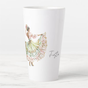 Mexican Fiesta Dance Dress Latte Mug