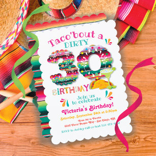 Mexican Fiesta Dirty 30 Papel Picado Birthday Invi Invitation