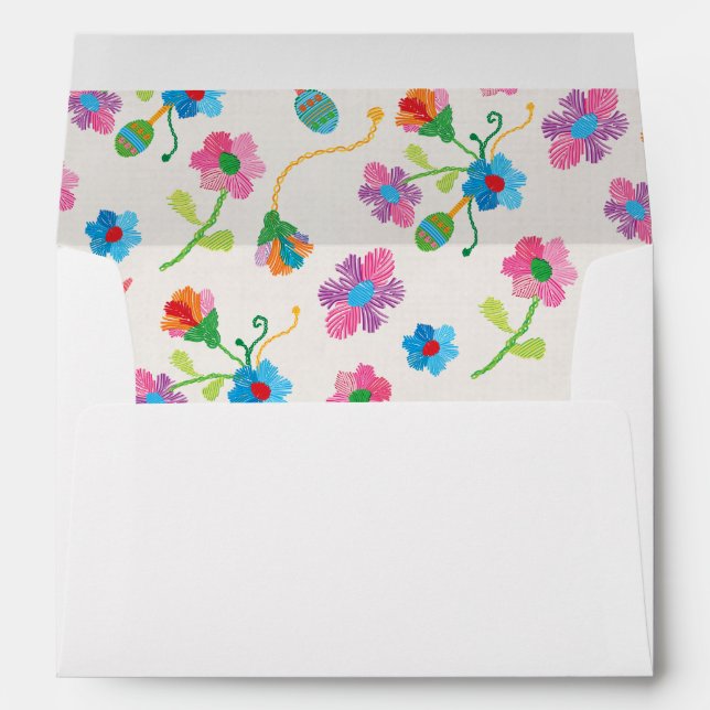Mexican Fiesta Embroidery Folk Art Envelopes (Back (Bottom))