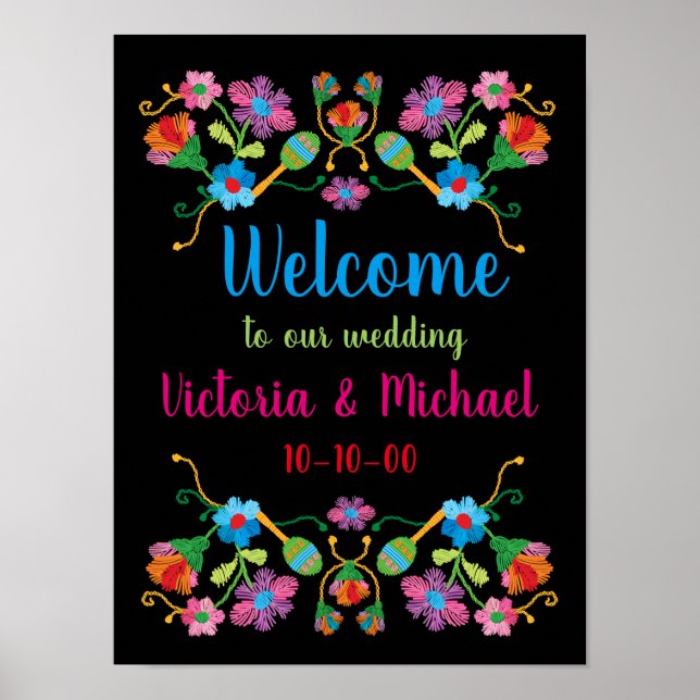 Mexican Fiesta Embroidery Welcome Poster (Front)