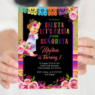 Mexican Fiesta Floral 1st birthday invitation