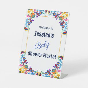 Mexican Fiesta Floral Baby Shower Invitation Pedestal Sign