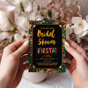 Mexican Fiesta Floral Black Colourful Bridal Showe Invitation
