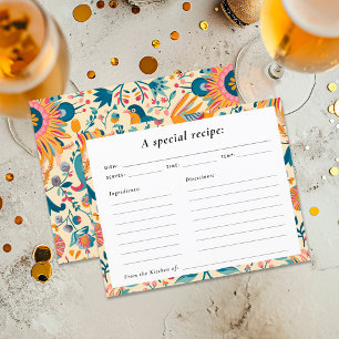 Mexican Fiesta Floral Bridal Shower Recipe Card