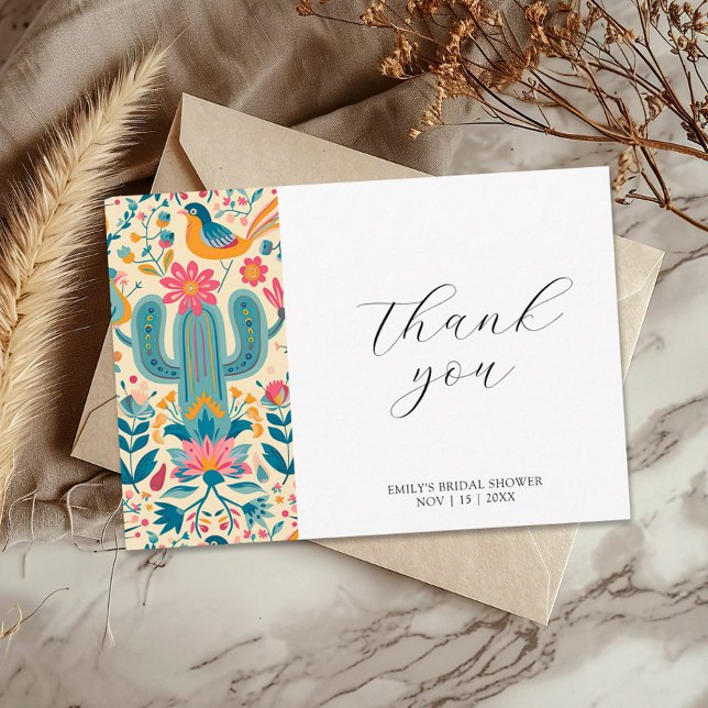 Mexican Fiesta Floral Bridal Shower  Thank You Card (Creator Uploaded)