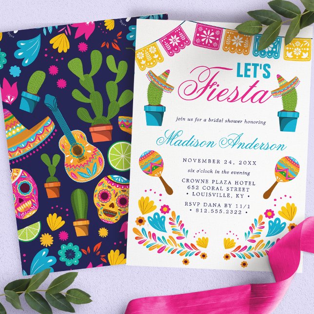 Mexican Fiesta Floral Cactus Bridal Shower Invitation (Creator Uploaded)