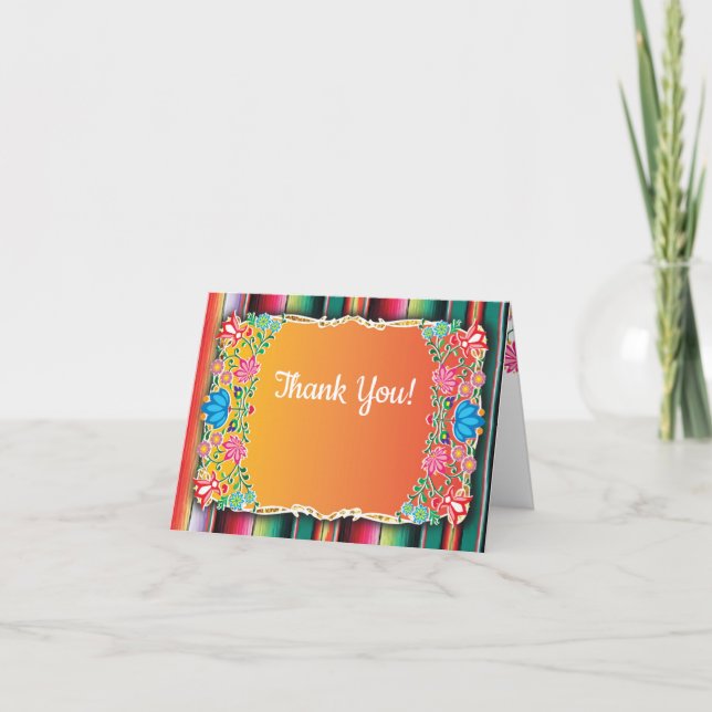 Mexican Fiesta floral glitter thank you note (Front)