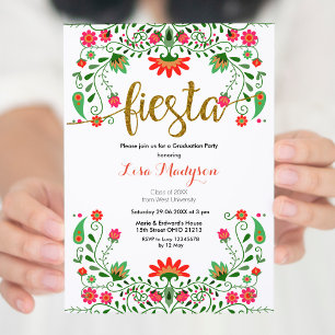 Mexican Fiesta Floral Graduation Party  Invitation