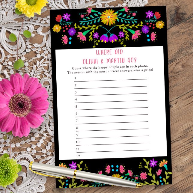 Mexican Fiesta Floral Photo Game Answer Sheet (Where did they go photo game answer card from my Mexican Fiesta Floral collection)