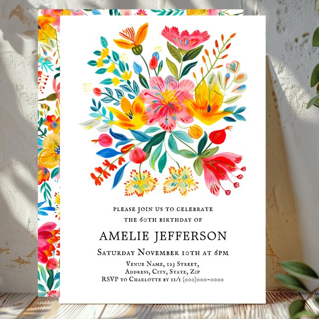 Mexican Fiesta Floral Theme Birthday  Invitation (Creator Uploaded)