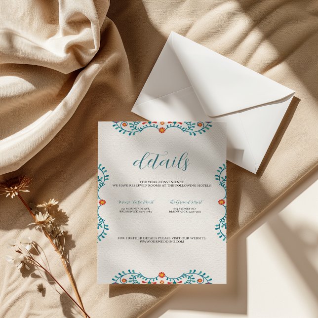 Mexican Fiesta Floral Wedding Details Card (Mexican Fiesta Floral Wedding Details Card)