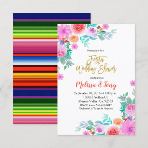 Mexican Fiesta Floral Wedding shower party Invitation