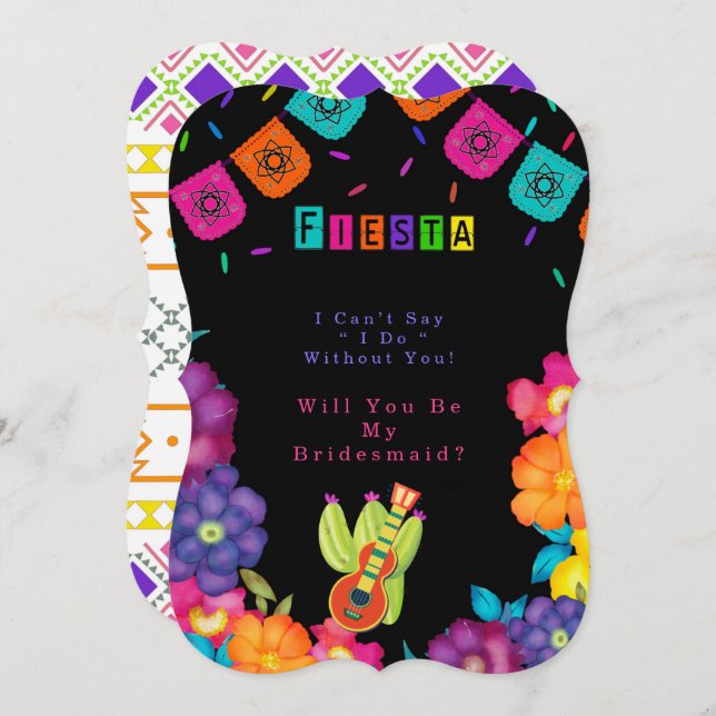 Mexican Fiesta Florals Will You Be My Bridesmaid Invitation (Front/Back)
