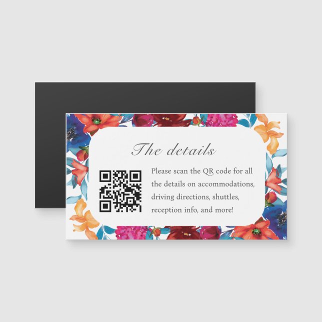 Mexican Fiesta Flower Wedding Details Magnet Card (Front/Back)