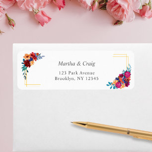 Mexican Fiesta Flower Wedding Return Address Label