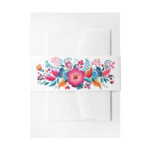 Mexican Fiesta Flowers Quinceanera Invitation Belly Band