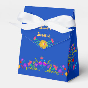 Mexican Fiesta Flowers Royal Blue Personalised Favour Box