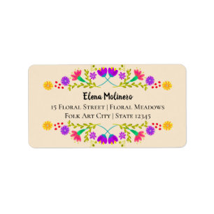 Mexican Fiesta Folk Art Champagne Address Label