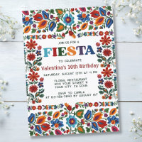 Mexican Fiesta Folk Art Floral Embroidery Birthday
