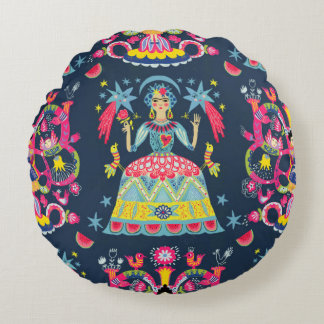Mexican Fiesta Frida Round Cushion