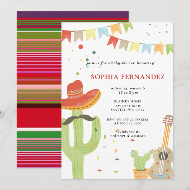 Mexican Fiesta Gender Neutral Baby Shower Invitation (Front/Back)