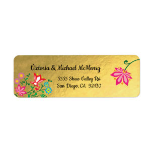 Mexican Fiesta Gold Foil Floral address labels