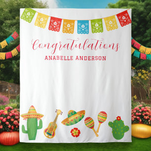 Mexican Fiesta Graduation Party Backdrop Tapestry