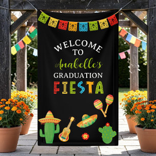 Mexican Fiesta Graduation Party Black Welcome Banner