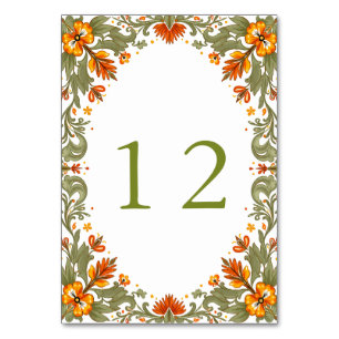 Mexican Fiesta Green Talavera Wedding Table Number