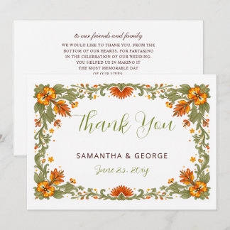 Mexican Fiesta Green Talavera Wedding Thank You Card