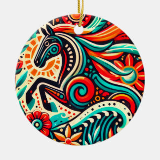 Mexican fiesta horse ceramic ornament
